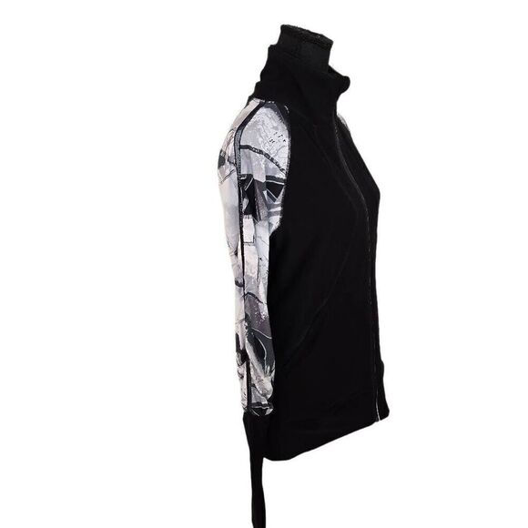 MPG Womens Mock Neck Athletic Warm Up Jacket Black White Medium - Picture 2 of 12